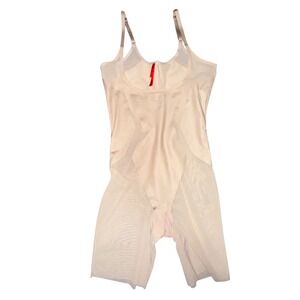 Spanx OnCore Mid Thigh Open Bust Bodysuit Beige Nude Shapewear Womens Small S/P